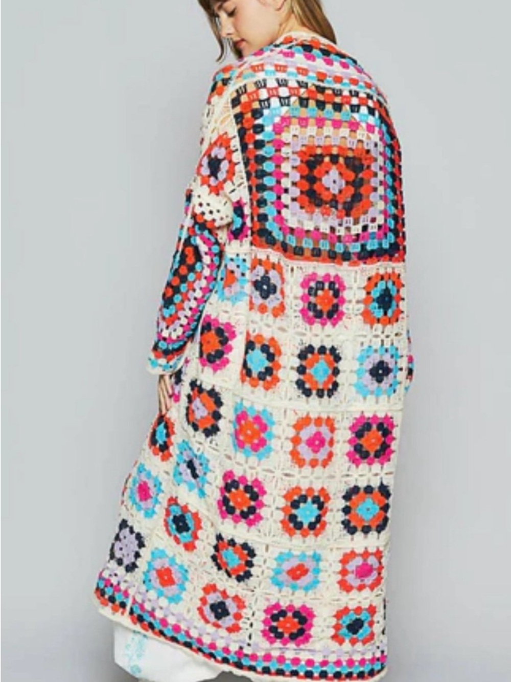 POL Granny Square Crochet Long Cardigan - Picture 4 of 4